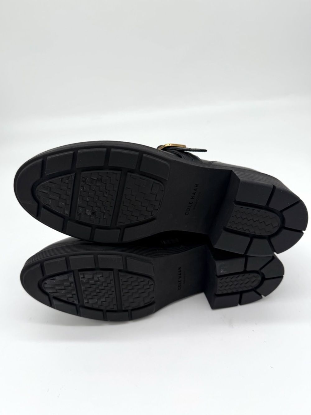 Cole Haan Black Leather Carlitta Monk Strap Loafer with Gold Buckle - Picture 7 of 8
